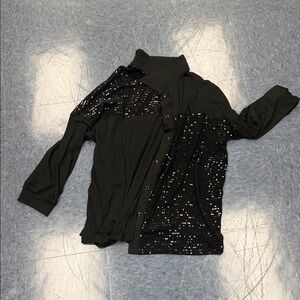 Black Sequin Button Down Shirt